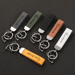 High Grade Suede Leather Car Keychain Key Rings Custom Gift 3D imprinting with logo For Dodge SRT car Accessories