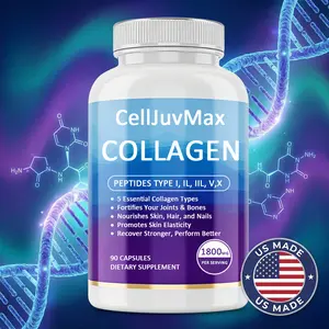 CellJuvMax Collagen Peptides 5 Types Complex 1800mg US Made Dietary Supplement for Health Beauty Fitness 90 Capsules