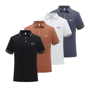 Summer new style men's high-end business casual fashion versatile solid color lapel short-sleeved polo shirt