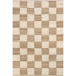 Christana Traditional Checkered Jute Area Rug