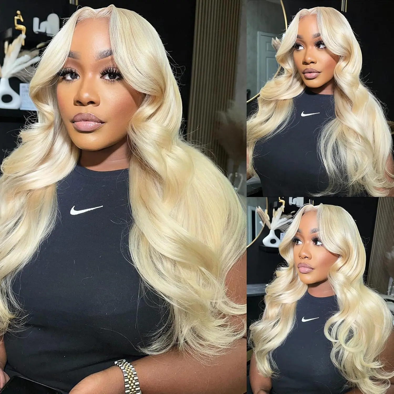 Vinisay Women's 613 Blonde Human Hair Wig, 13x6 HD Lace Front, Pre-Plucked Glueless, with Body Wave & Straight Styles, Wigs, Blonde Wig