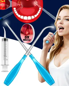 Best Tonsil Stone Remover Extended LED Light Scoop Curved Tonsil Stone Removal Kit Fast Remove Tonsil Stone Water Pik Flosser Oral Irrigator Rinse Tool Syringe Fresh Breath Treatment Pick