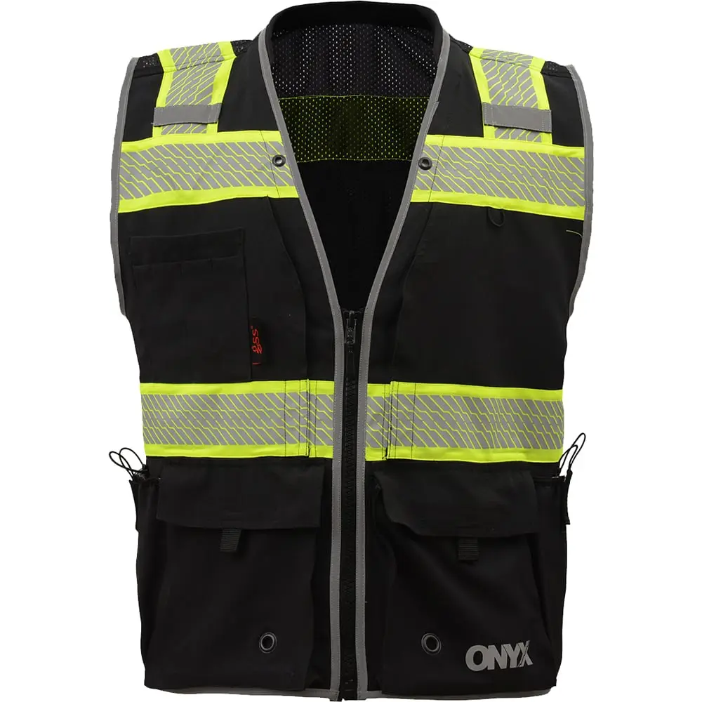 Onyx Ripstop Surveyor's Vest with Reflective Trim - Class 2 Alert Safety Vests, Construction Gear, Work Safety Equipment