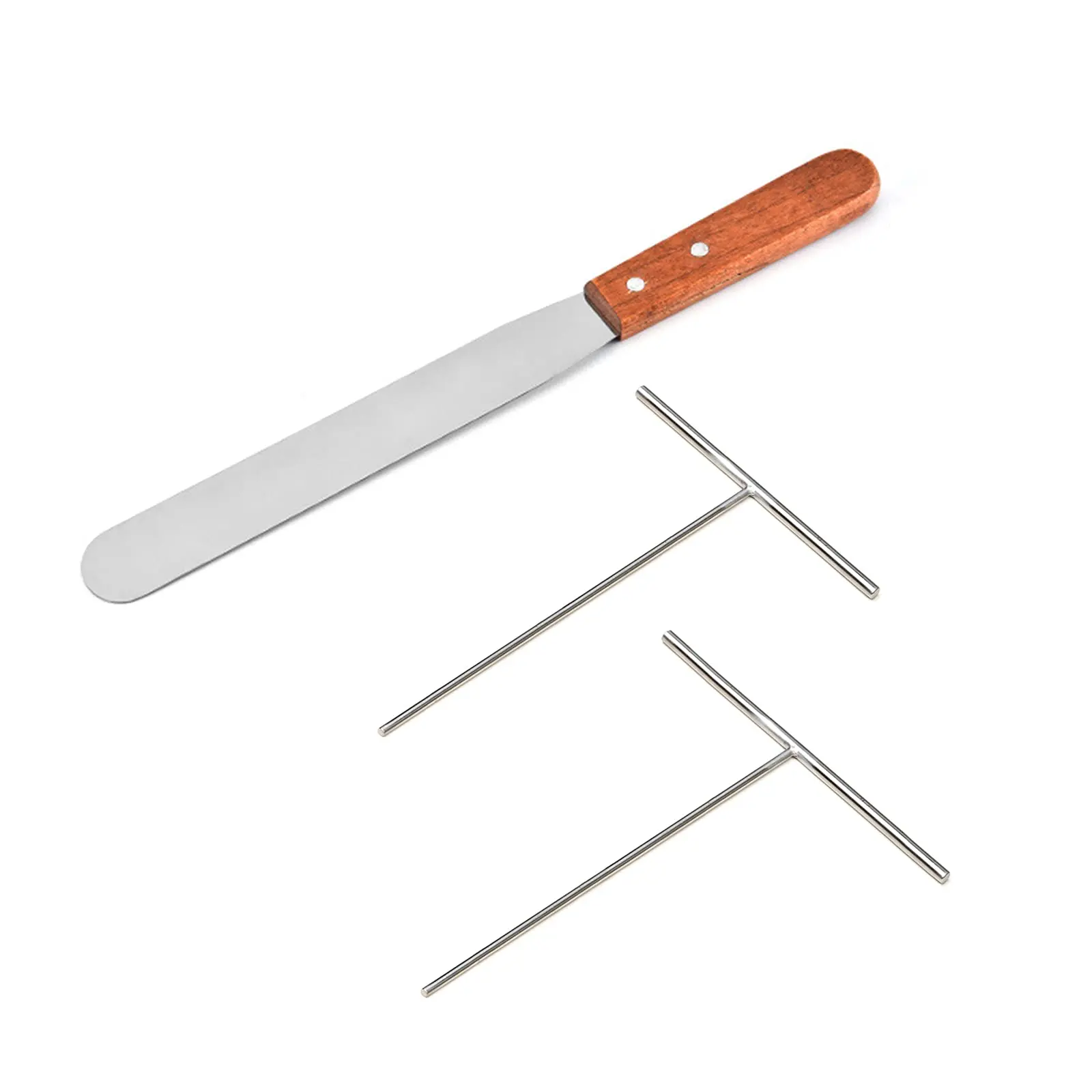 Stainless Steel T-Shape Crepe Spreader & Spatula 1-Set, Thin Traditional Metal Bakeware Tool for Spreading Cake Cream Batter, Bakery Pancakes, Ideal Christmas, Halloween Gifts