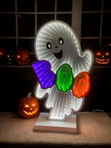 Halloween Neon Infinity Ghost Light,10.24Inch  Ghost Table ,USB  Light  for Halloween Party,Office,Bedroom Bathroom ation
