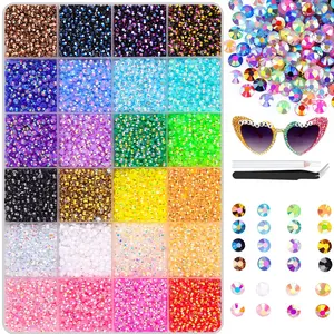 30000 Pcs 3mm Resin Rhinestones DIY Diamond Sequin Set for Crafts Clothing Nail Art Supplies 28-Color Set with Tweezers and Pickup Pen
