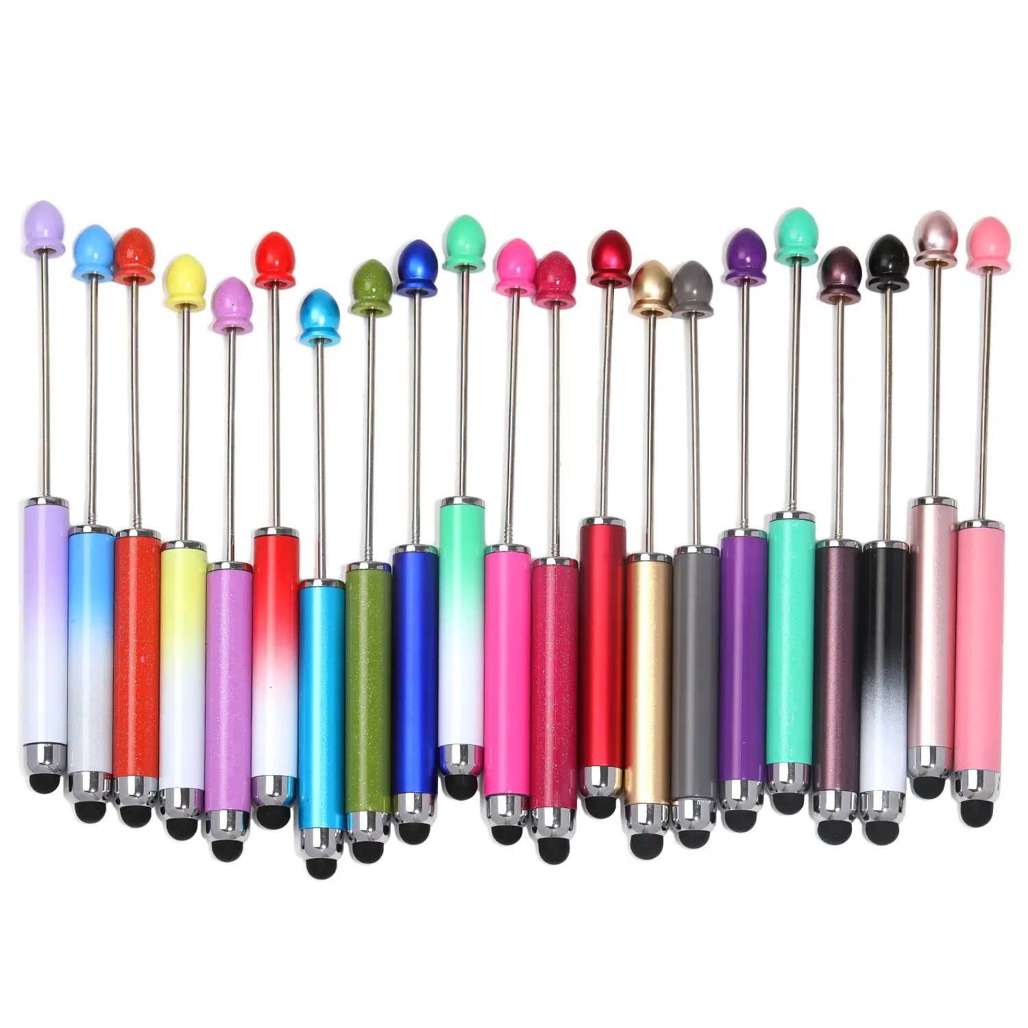 P23 Beaded Pens - 5.51" Lightweight Easy to Carry High-Quality Plastic Multicolor DIY Bead Accents Cordless Stylus Tool, Cute Touch Screen Writing Gift for Office Stationery Needs