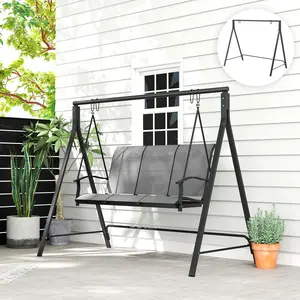 Metal Porch Swing Stand Heavy Duty Black A Frame 528 lbs Capacity Hanging Chair Stand Only for Backyard Patio Lawn Playground 4 Rings for 2 3 Seater Swing
