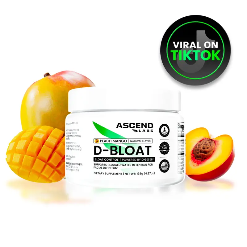 D-BLOAT Daily Debloat Powder - ASCEND LABS - 30 Servings - Natural Bloating Relief & Water Retention Support - Dietary Supplement