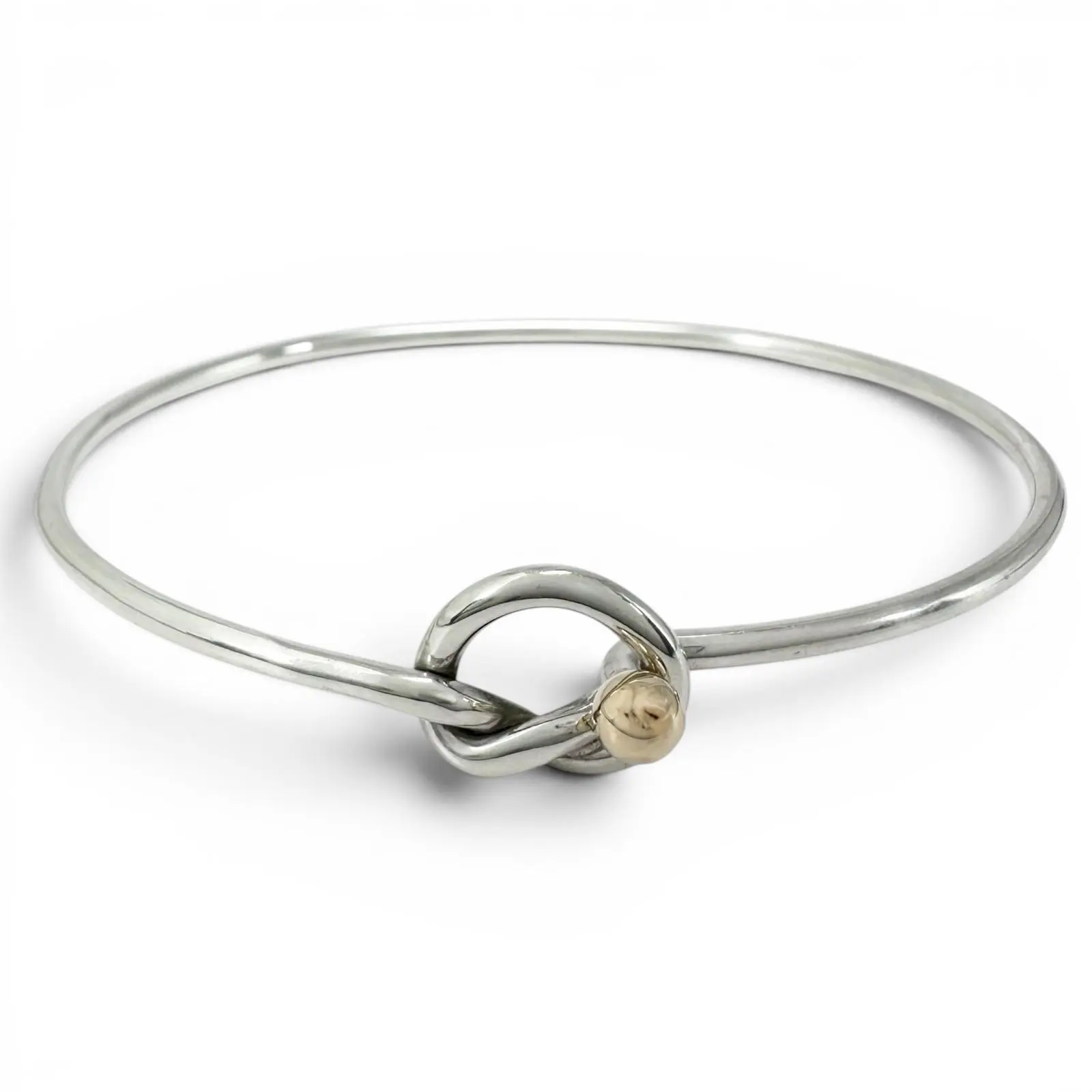 Pre-owned Tiffany & Co. Sterling Silver 925 (Ag925) Small Leather Goods Silver 925 18K Gold Love Knot Bangle