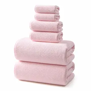 REDKISS 6 Piece Pink Towel Set, Extra Large Microfiber Bathroom Towels Set, 2 Bath, 2 Hand, 4 Washcloths, Super Soft, Highly Absorbent, Quick Dry Pink Towels for Bathroom, Gym, Spa & Hotel