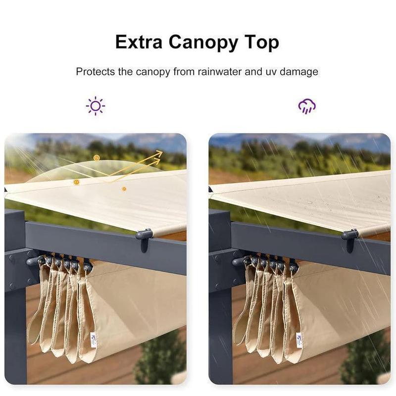 PURPLE LEAF 10'x13' Patio Retractable Pergola with Shade Canopy Modern Grill Gazebo Metal Shelter Pavilion for Porch Deck Garden Backyard Outdoor Pergola, Gray