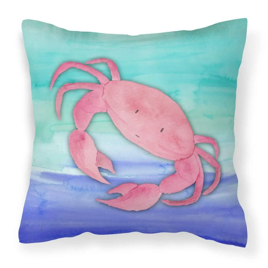 Vibrant Handcrafted Crab Watercolor Fabric Decorative Pillow, Dyed with Color-Fast Dyes, All Seasons Use, Weather Any Condition, Model BB7420PW1818