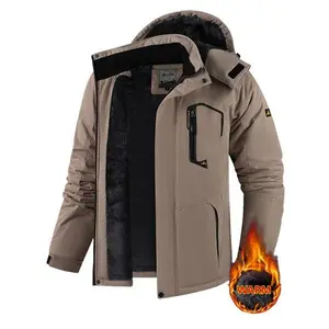 Men's Winter Ski Jacket Warm Fleece Lined Waterproof Windproof Hooded Insulated Outdoor Jacket Thickened Sports Hiking Running Camping Fishing Climbing Travel Snowboarding Casual Windproof Coat