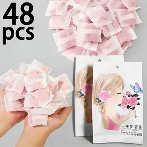 96pcs/48pcs Wardrobe Scented Bags, Aroma Moisture Absorbing Deodorizer for Closet Drawer Bathroom Car Bedroom, Transparent Design Air Freshener, Floral Blend Aroma