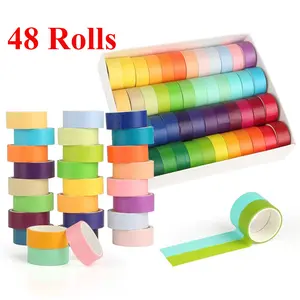 48 Rolls Colourful Tape Set Rainbow Colour Masking Tape DIY Craft Decorative Paper Tape, Suitable for Scrapbooking, Crafts, Art Labeling, Painter Planner
