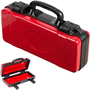 11"Red Tools Box, Portable Steel Heavy-duty Tool Case with Safety Latch and Handle for Tools Storage and Organizers, Home DIY