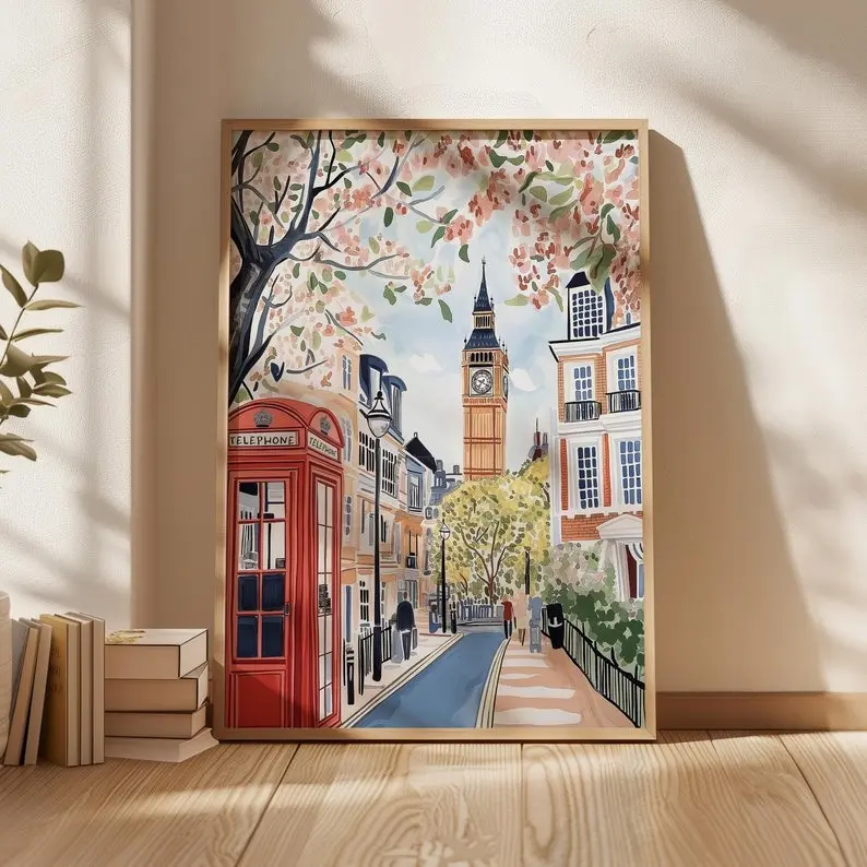 London Art, London Mural, British Art, London Posters, London Gifts, Travel Gifts, Travel Posters, Housewarming, Wedding Gifts