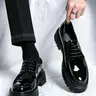 ONXITOM Men's Classic Lace Oxford Shoes - Round Toe, Closed Ankle, Less Than Ankle, Plain Design, Soft Patent & Faux Leather, Lightweight, Highly Elastic, Easy to Clean, Non-Slip Rubber Lug Sole Walking Shoes for Business Casual,Formal Use