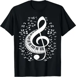Treble Clef Keyboard Classical Music Notes Pianist Piano T-Shirt hall good graphic tees