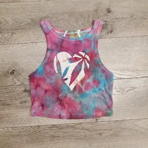 Batik Ice Dyed Women's Medium Cropped Tank Hippie Leaf Love