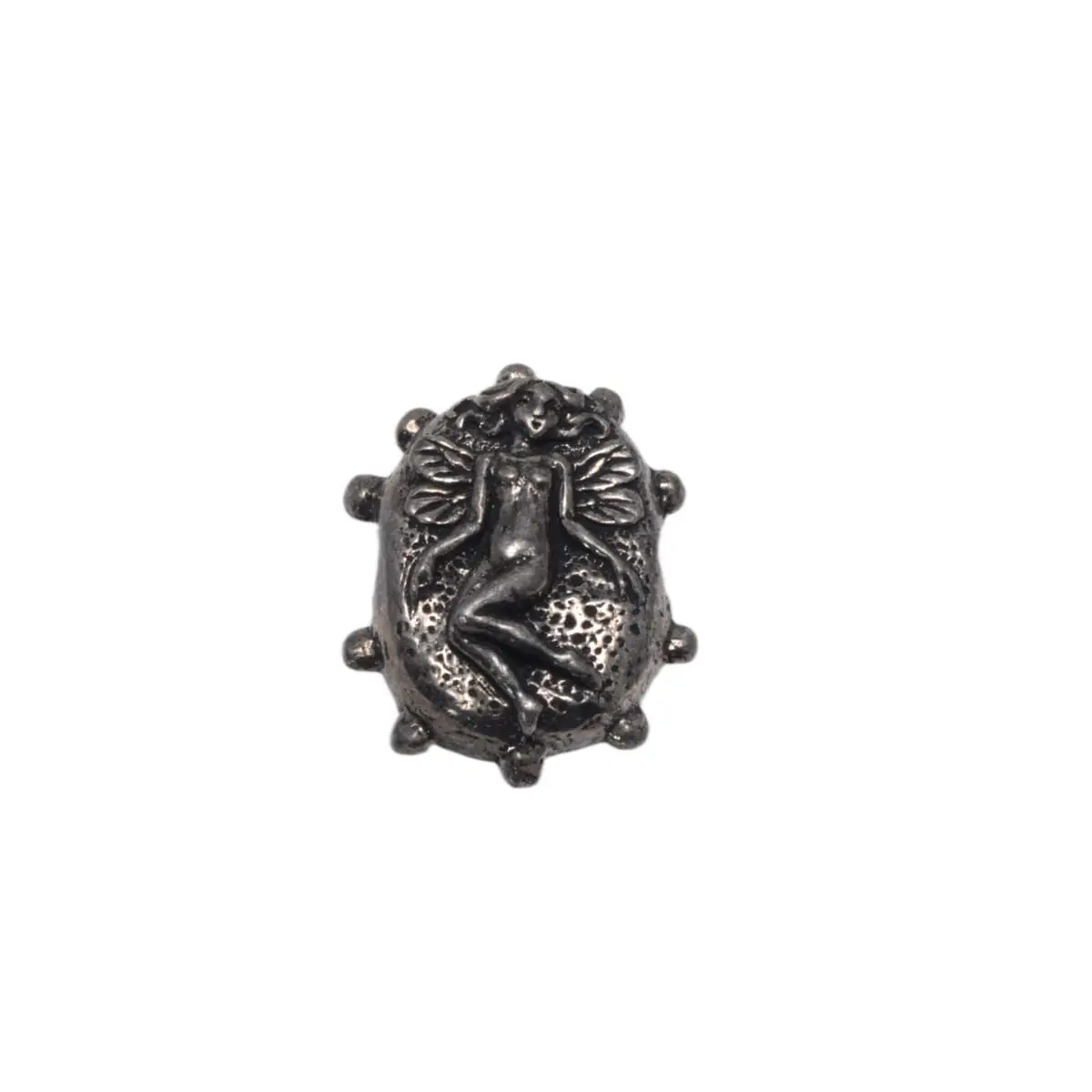 Green Girl Studios Pewter Fairy Bead 23mm x 18mm Oval - Artisan Fantasy Focal Bead