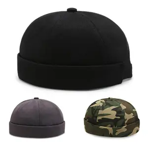 1PC Solid color Sailor Cap beanie hat for men Fashion Retro brimless hat for women adjust hip hop cap