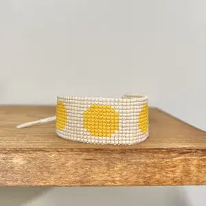 Sol on White - Handmade Beaded Woven Bracelet