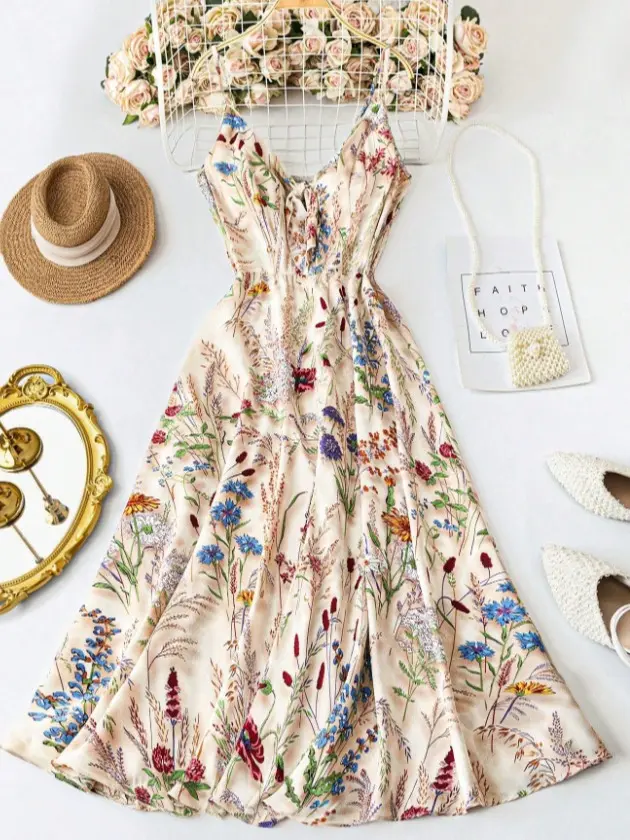 Women's Boho Floral-Print Cami Dress, Fashion Casual A-Line Dress for Beach Holiday Vacation, Perfect for Summer Spring - TikTok Shop Women's Boho Floral-Print Cami Dress, Fashion Casual A-Line Dress for Beach Holiday Vacation, Perfect for Summer Spring - TikTok Shop
