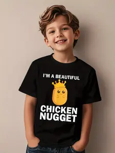 Individualistic round-neck short-sleeved shirts for Boy and girl 🔥   Cute Chicken Nugget Art For Women Girls Chicken Nugget Lover T-Shirt for sren, 180g