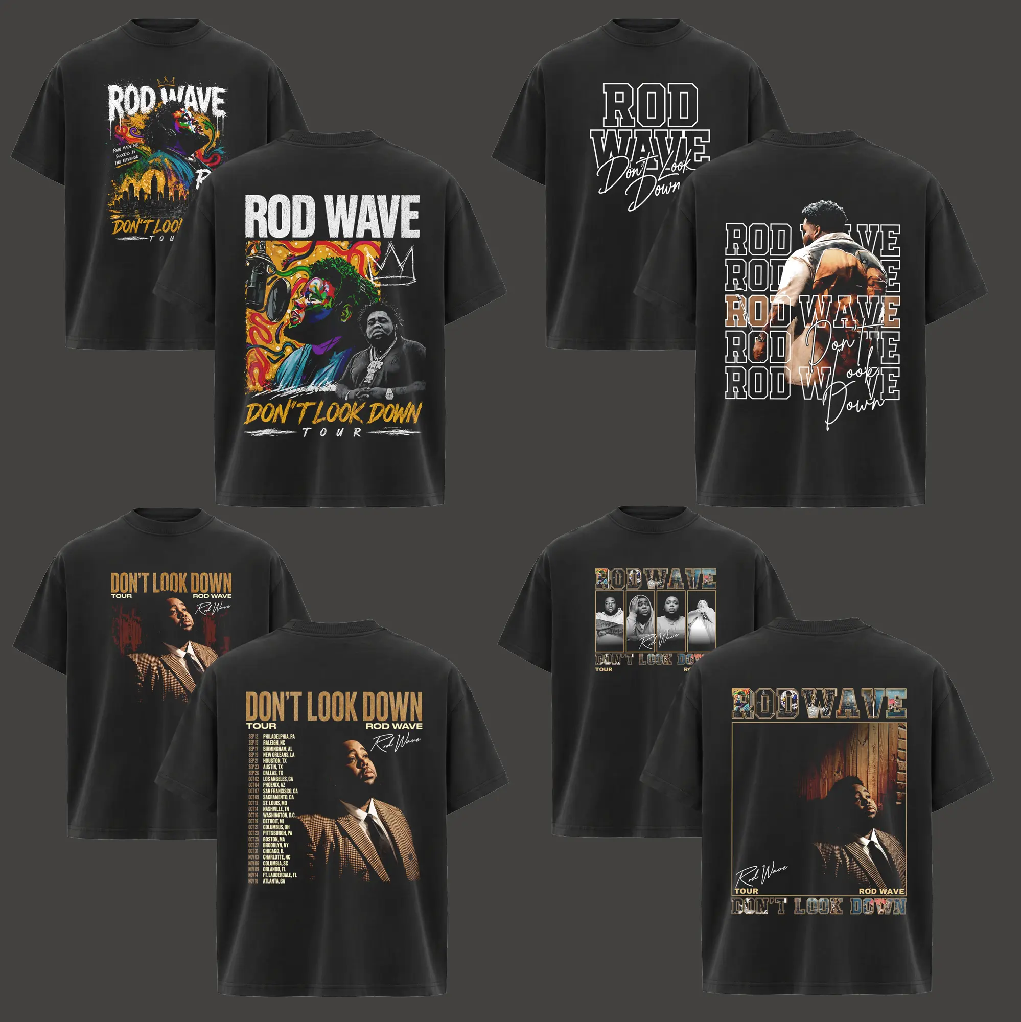 [Collection] Vintage Rod Wave Don't Look Down Tour 2026 Shirt, Rod Wave Tour Dates T-Shirt, Double Sided Concert Graphic Tee, Rap Music Merch, Unisex Cotton Shirt, Gift for Fans