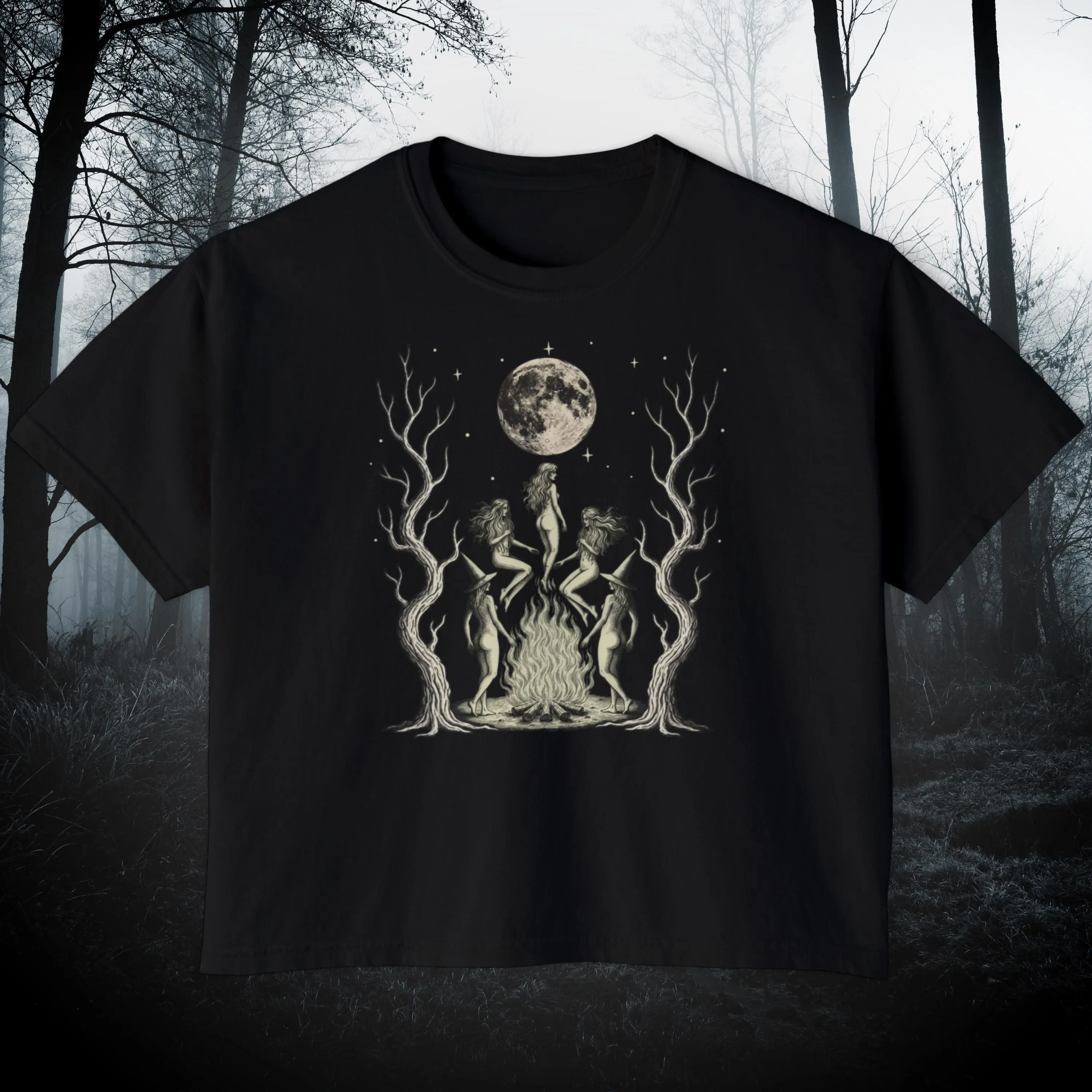 Goth Clothes Witches Ritual Boxy Tee Dark Cottagecore Witchy Graphic Crop Top