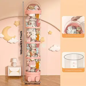 Multifunctional Transparent Doll & Plush Toy Storage Rack, Waterproof Round Toy Organizer, Perfect Home Organization Solution