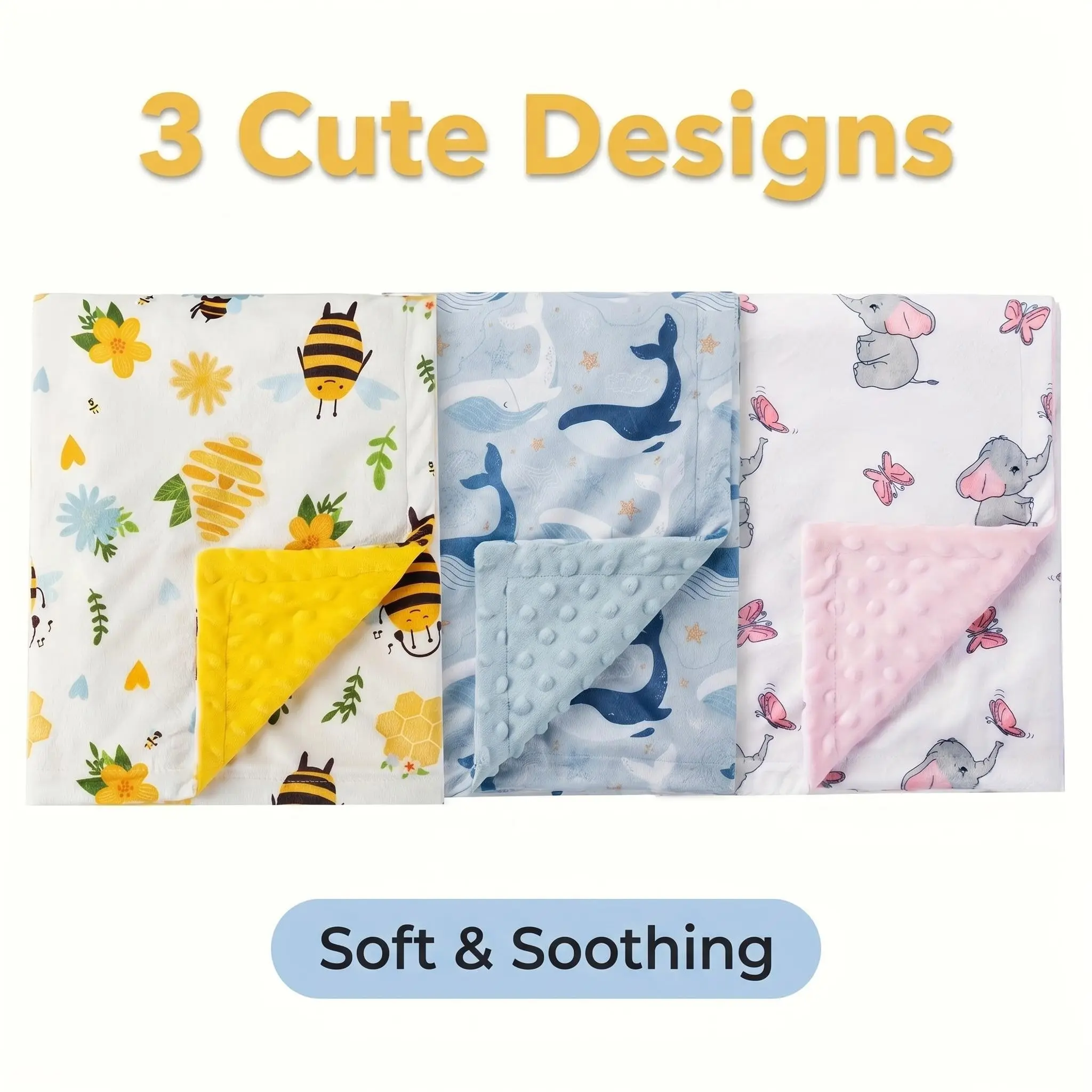 1Pc Cute Animal Printed Baby Swaddle Blanket, Receiving Blankets, Soft Fuzzy Dot Velvet Blanket, Washable Hand & Machine Washable, 4 Stylish Patterns Optional Cozy Warm Kids Blanket