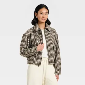 Women's Textured Houndstooth Jacket - A New Day