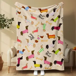 Sausage Dog Flannel Blanket, Soft Comfortable Home Decor, Stylish Gift Idea for Family & Friends, Perfect Housewarming Present
