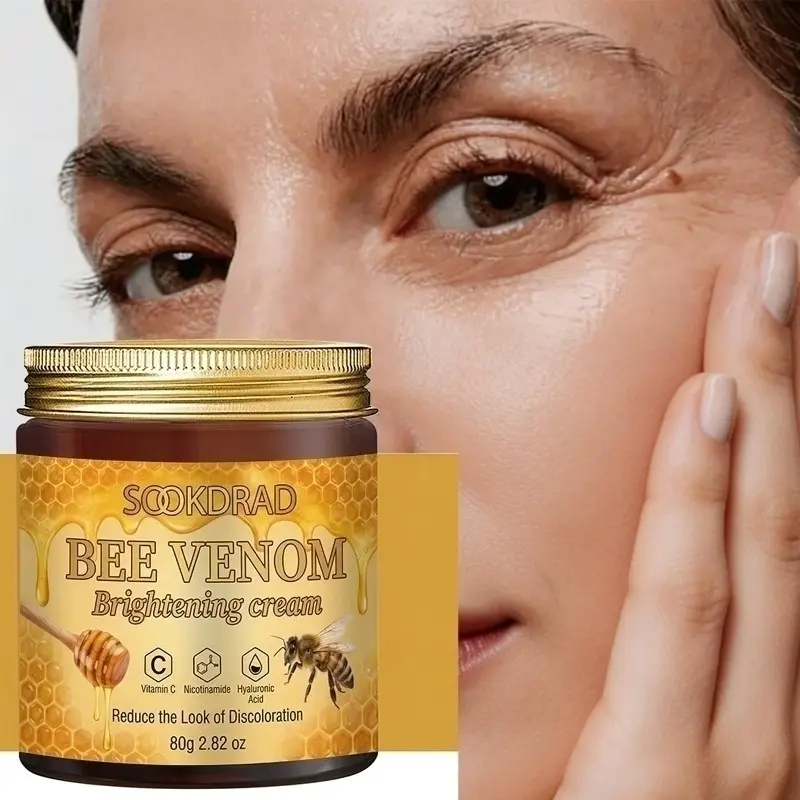 Bee Venom Brightening Cream, Vitamin C Niacinamide Hyaluronic Acid, Improves Skin Tone, Face Neck, Unisex, 80g, All Skin Types, Daily Care