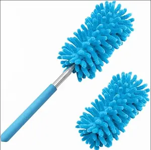 Microfiber Cleaning Duster with Extendable Handle, Hand-Washable Dusting Tool, 2 Replaceable Microfiber Heads, Detachable Brush for Office, Car, Windows, Furniture & Ceiling Fans