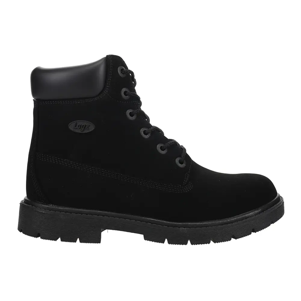 Lugz Womens Brace Hi Round Toe Lace Up Casual Boots Ankle Low Heel 1-2" - Black