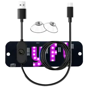 Universal Car Accessories - Bright Glow LED Light Sign for Car Windshield with Suction Cups & USB Plug, No Color Options LED Sign Lights Bright Durable Easy Install Boost Visibility Tips for 99% Cars USB LED