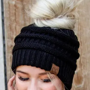 CC Messy Bun Adults Teen Size Ponytail Beanies Hats