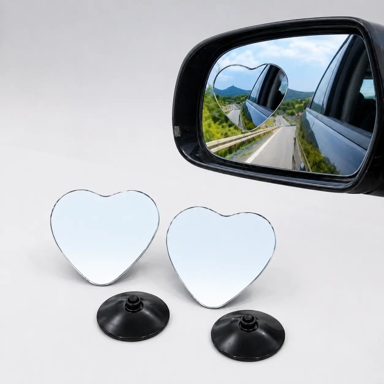 2PCS Heart Blind Spot Mirrors, 360 Rotatable Suction Cup Car Side Mirror Auxiliary Rearview Mirror, Universal Wide Angle Parking Mirror for All Vehicles SUV Truck Van