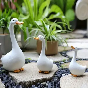 3pcs Art Deco Goose Resin Outdoor Statues-Decorative Ornaments for Yard Art Lawn Ornaments Porch Patio Balcony, Unique Housewarming&Birthday Gifts for Grandma Mom Women