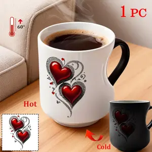11oz Shimmering Heart Ceramic Mug | Thermosensitive, Magic Color-Changing, Heart-Shaped Handle Mug, Perfect for Special Moments, Christmas Gift for Friends, Lovers, and Mothers, Hand Wash Only