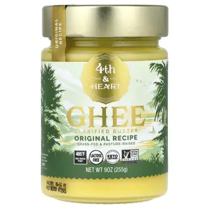 4th & Heart Ghee Clarified Butter, Grass-Fed, Original Recipe, 9 oz (255 g)