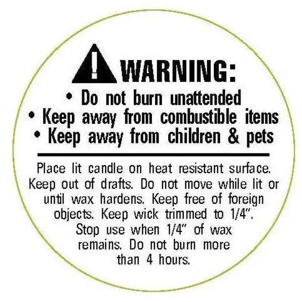 EAP Innovations 2 1/4" Candle Warning Labels, Bag of 100