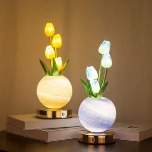 New Tulip USB Rechargeable Night Light, Flower Design Lamp, Flower Bouquet Table Lamp for Bedroom Decoration, Nightlight For Bedroom, Perfect Gift for Weddings Birthdays and Valentine's Day