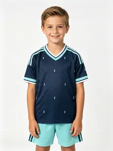26/27 Kids Sports Set, Boy Girl Soccer Jersey, European League Champion Uniform, Football Training Clothes, Casual Short Sleeve and Shorts