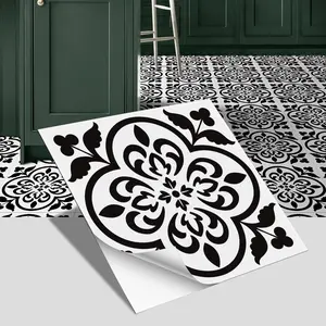 12pcs/24pcs Waterproof Thickened Self-adhesive Floor Tiles, Linear Pattern Design, Suitable for Kitchen Backsplash, Stairs and Bathroom Floor Decoration, 7.87 inches X 7.87 inches, 11.81 inches X 11.81 inches