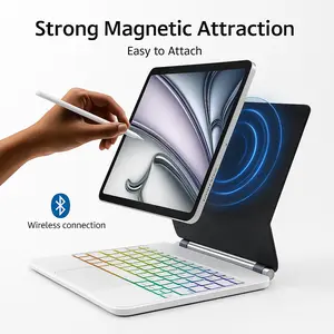 jibrea lg magic Keyboard Case for iPad Pro 11(1st, 2nd, 3rd, 4th gen) ” & iPad Air 10.9”/11” (M3/M2), Magnetic with Backlit, Trackpad & Shortcut Keys – Black/White color change backlight Tablet Adjustable Wireless Device wake function teclado